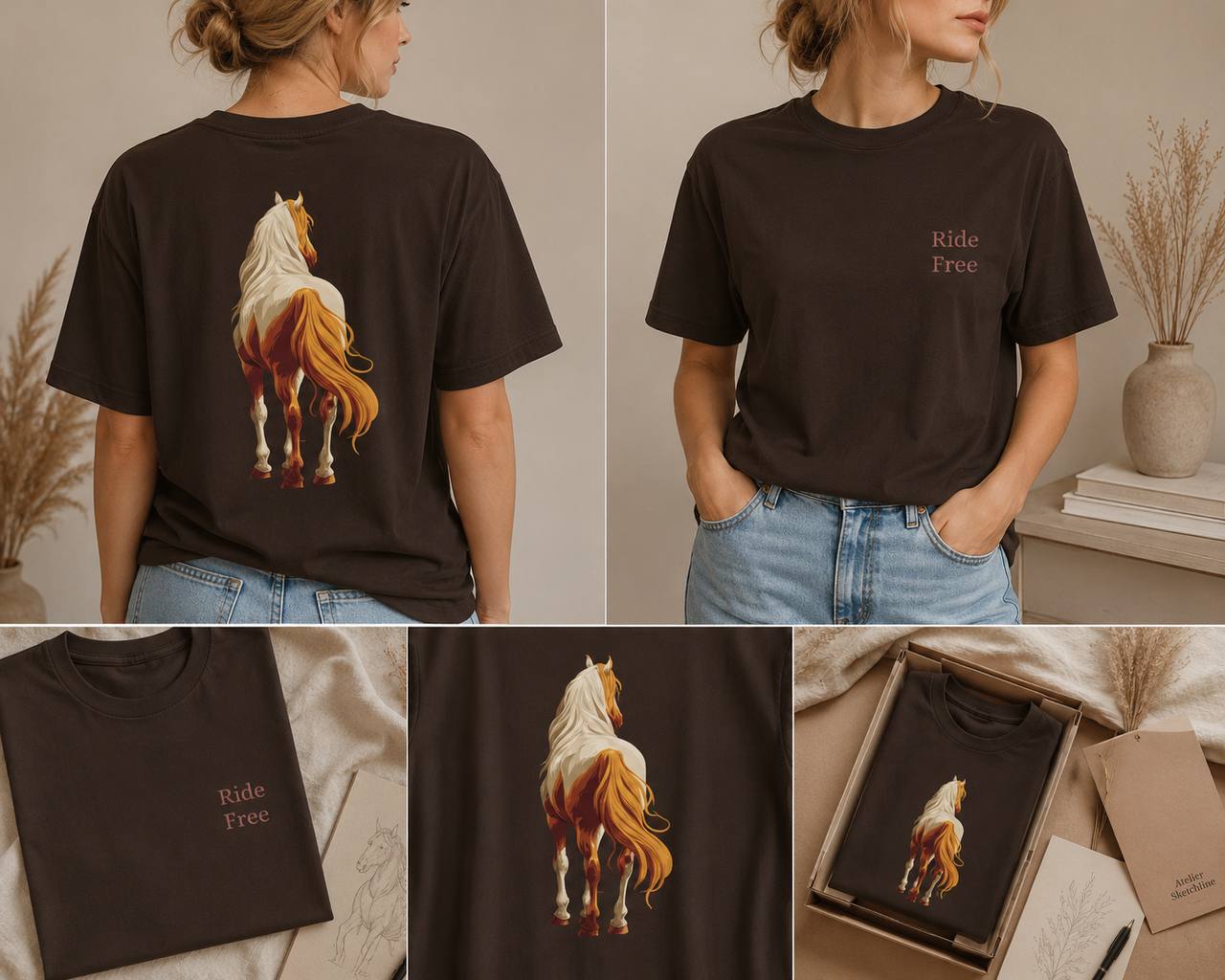 Ride Free Horse Back Print T-Shirt – Personalised Western Equestrian Tee | Horse Lover Gift