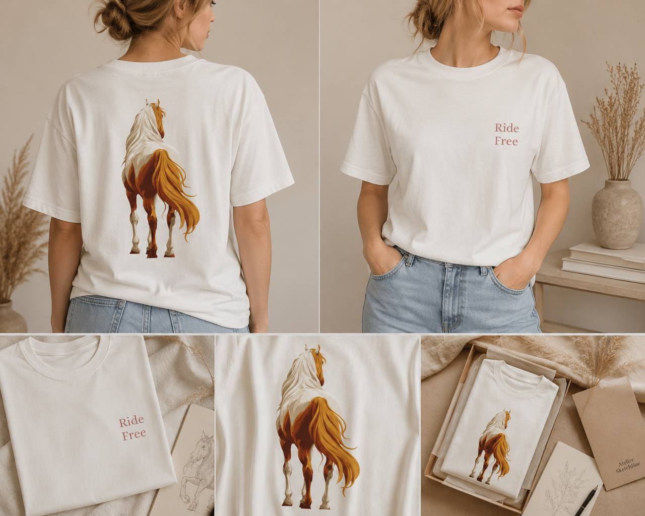 Ride Free Horse Back Print T-Shirt – Personalised Western Equestrian Tee | Horse Lover Gift