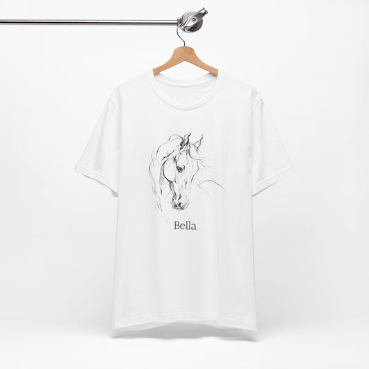 Custom Horse Sketch T-Shirt – Personalized Minimalist Line Art Tee | Equestrian Gift