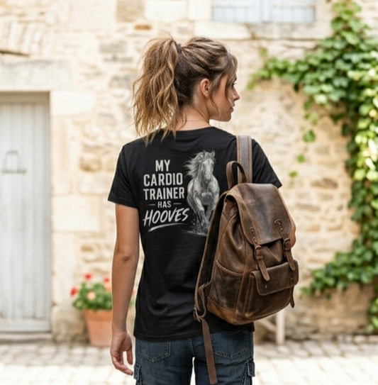 My Cardio Trainer Has Hooves – Horse Lover Graphic T-Shirt