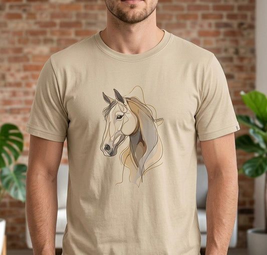 Minimalist Horse Portrait T-Shirt | Soft Neutral Equestrian Tee for Horse Lovers
