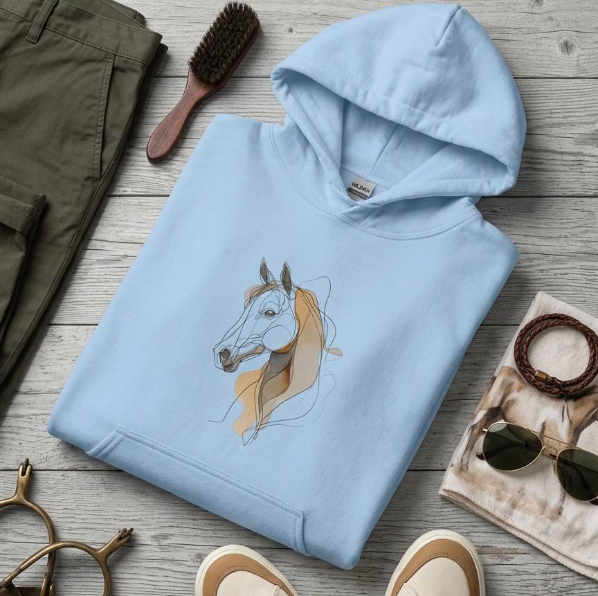 Minimalist Horse Hoodie – Neutral Equestrian Sweatshirt for Horse Lovers